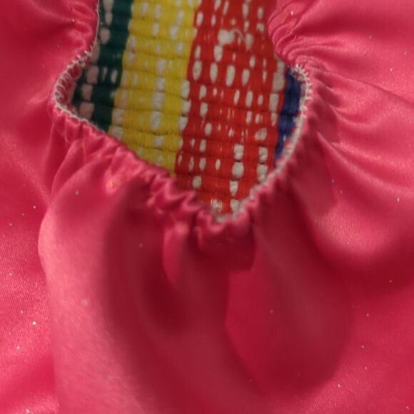 Vintage girls pink and floral print‎ dance gymnastic outfit leotard - Picture 5 of 6